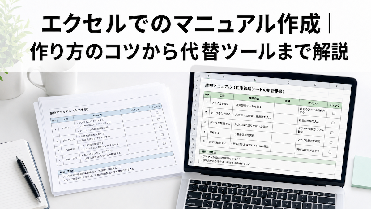 エクセルでのマニュアル作成｜作り方のコツから代替ツールまで解説